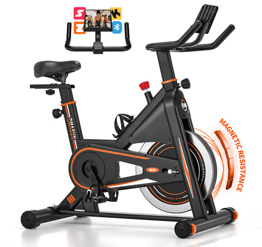 Exercise Bike, DMASUN Silent Magnetic Resistance 350 LB Capacity Stationary Bike for Home, App Compatible, Workout Bike with Solid Flywheel and Tablet Holder