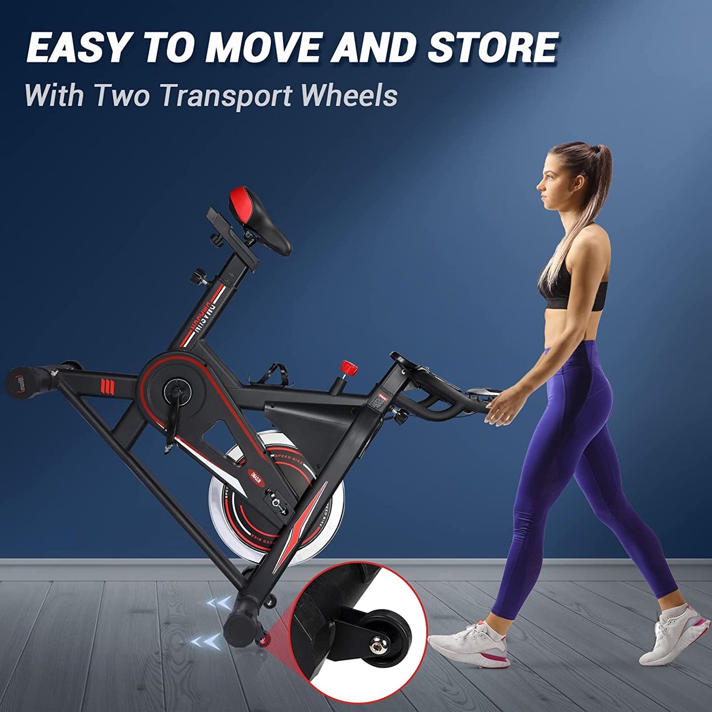 Exercise Bike, DMASUN Magnetic Resistance Pro Indoor Cycling Bike 350lbs Weight Capacity Stationary Bike, Comfortable Seat Cushion, Multi - grips Handlebar, Heavy Flywheel Upgraded Version