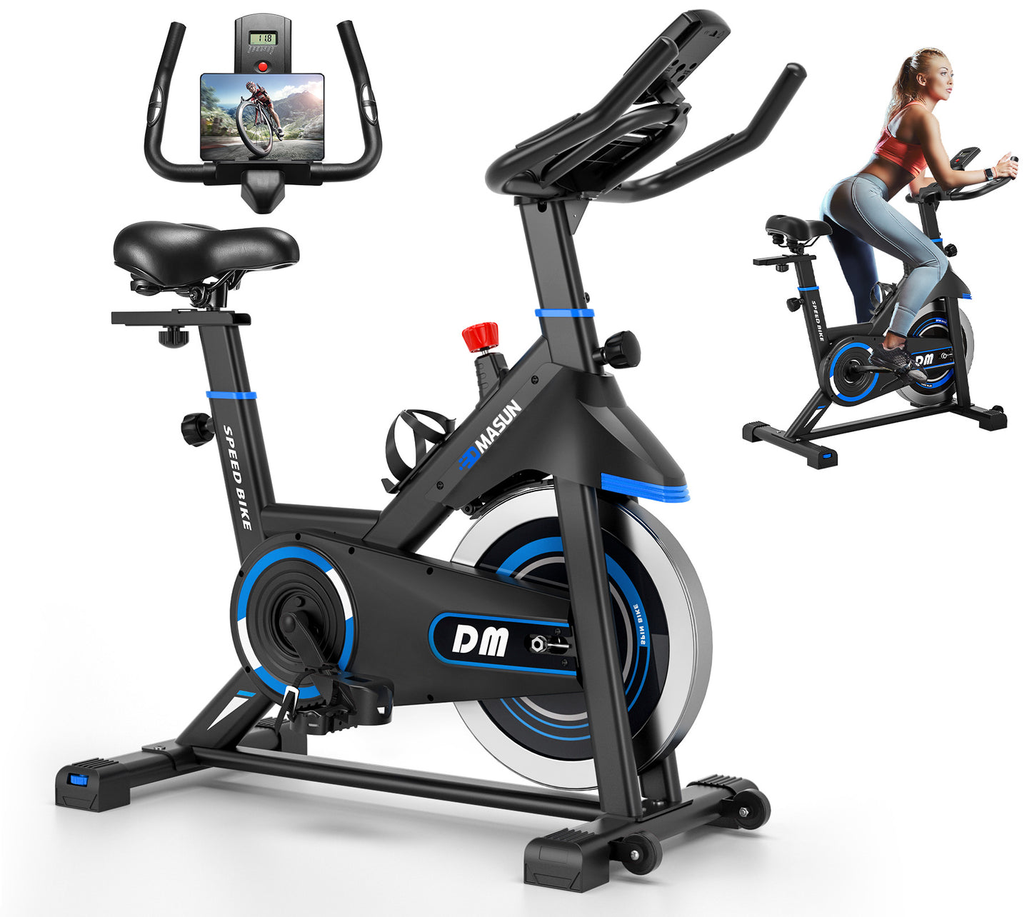 DMASUN Exercise Bike, Indoor Cycling Bike Stationary, Cycle Bike with Comfortable Seat Cushion, Digital Display with Pulse