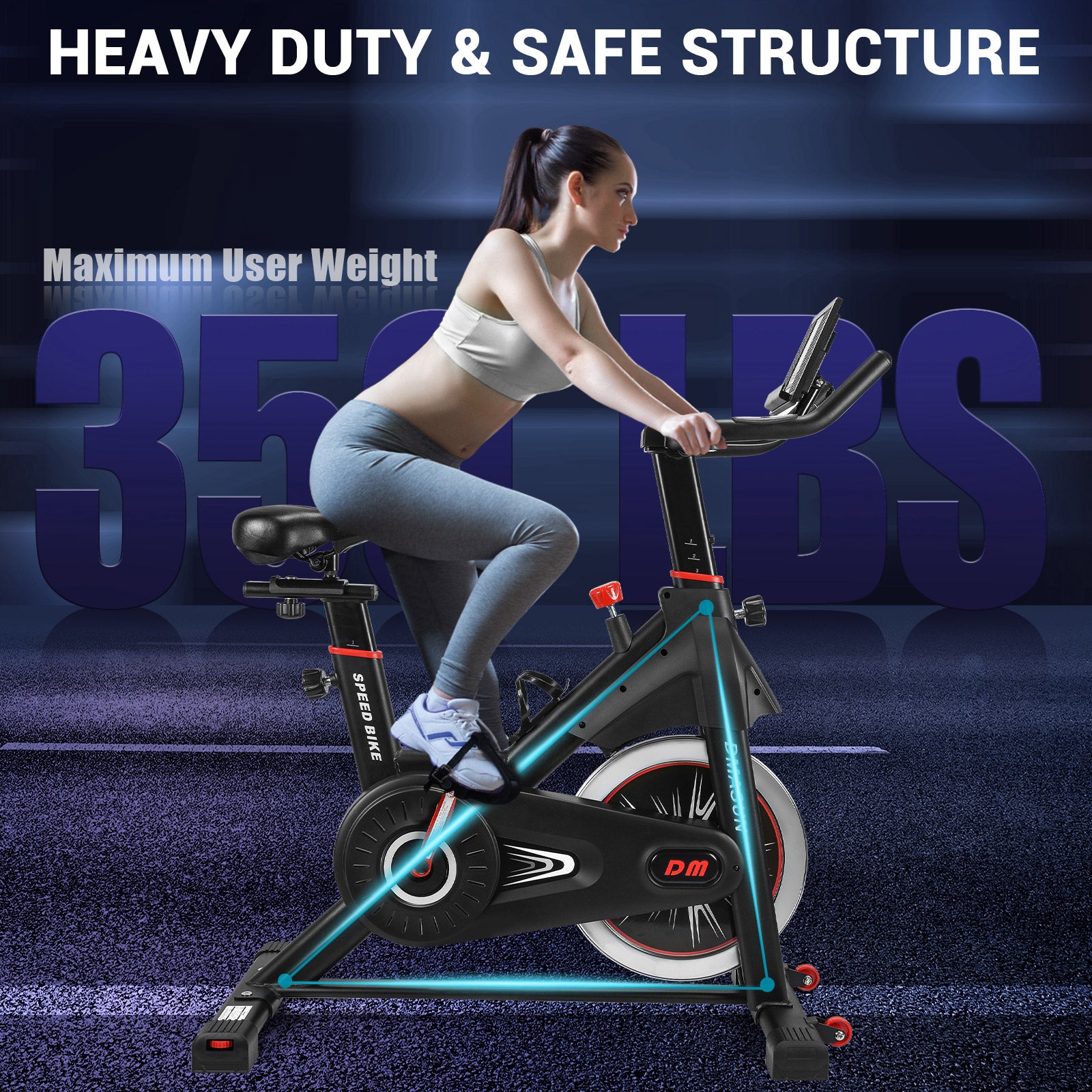 DMASUN Exercise Bike Magnetic Resistance Stationary Bike Indoor Cycling Bike with Comfortable Seat Cushion Digital Display with Pulse Pad Holder