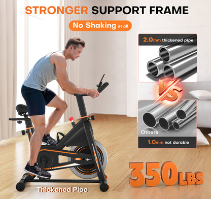 Exercise Bike, DMASUN Silent Magnetic Resistance 350 LB Capacity Stationary Bike for Home, App Compatible, Workout Bike with Solid Flywheel and Tablet Holder