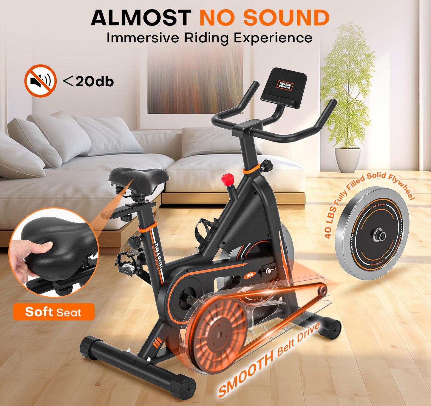 Exercise Bike, DMASUN Silent Magnetic Resistance 350 LB Capacity Stationary Bike for Home, App Compatible, Workout Bike with Solid Flywheel and Tablet Holder