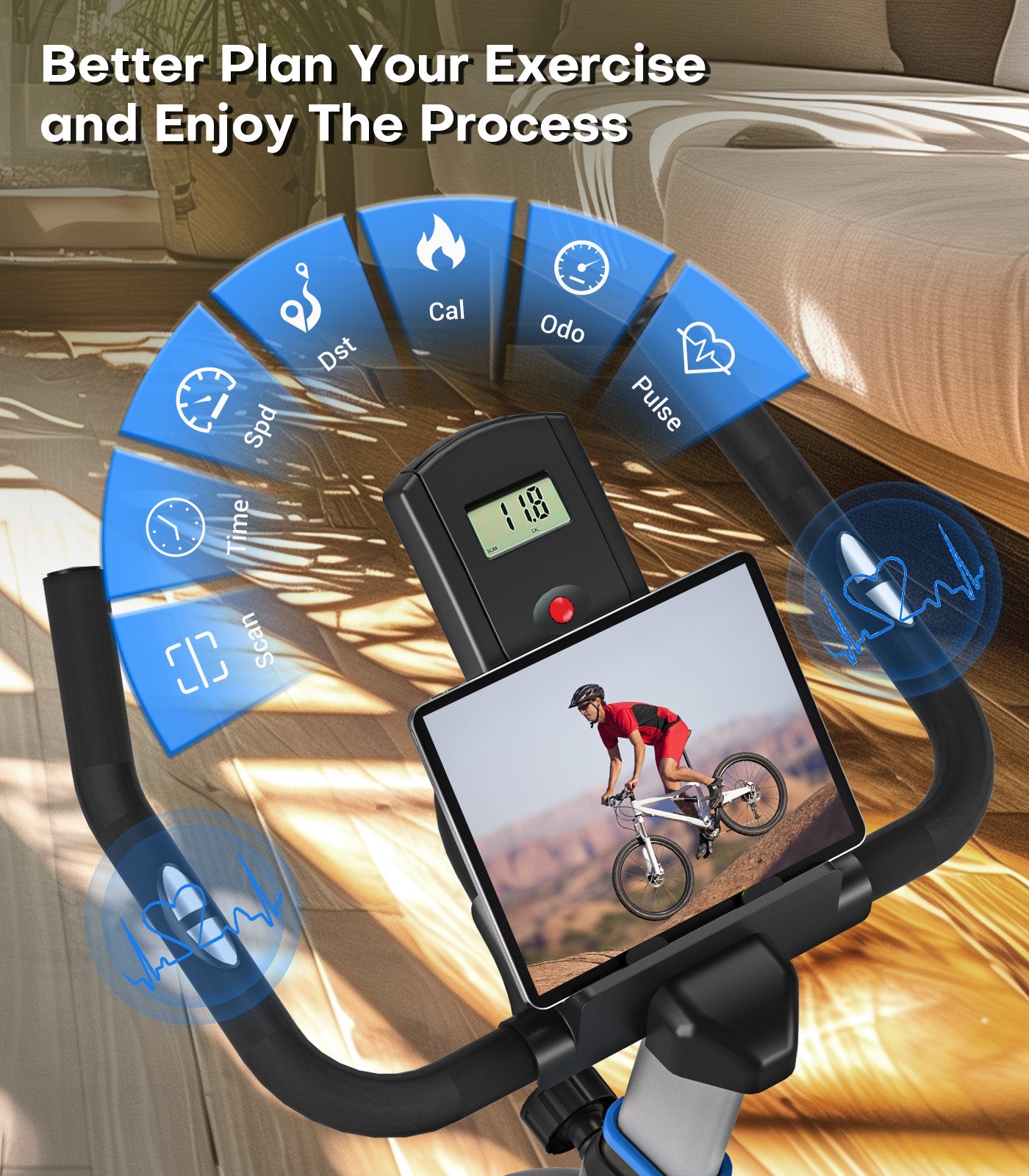 DMASUN Exercise Bike, Indoor Cycling Bike Stationary, Cycle Bike with Comfortable Seat Cushion, Digital Display with Pulse