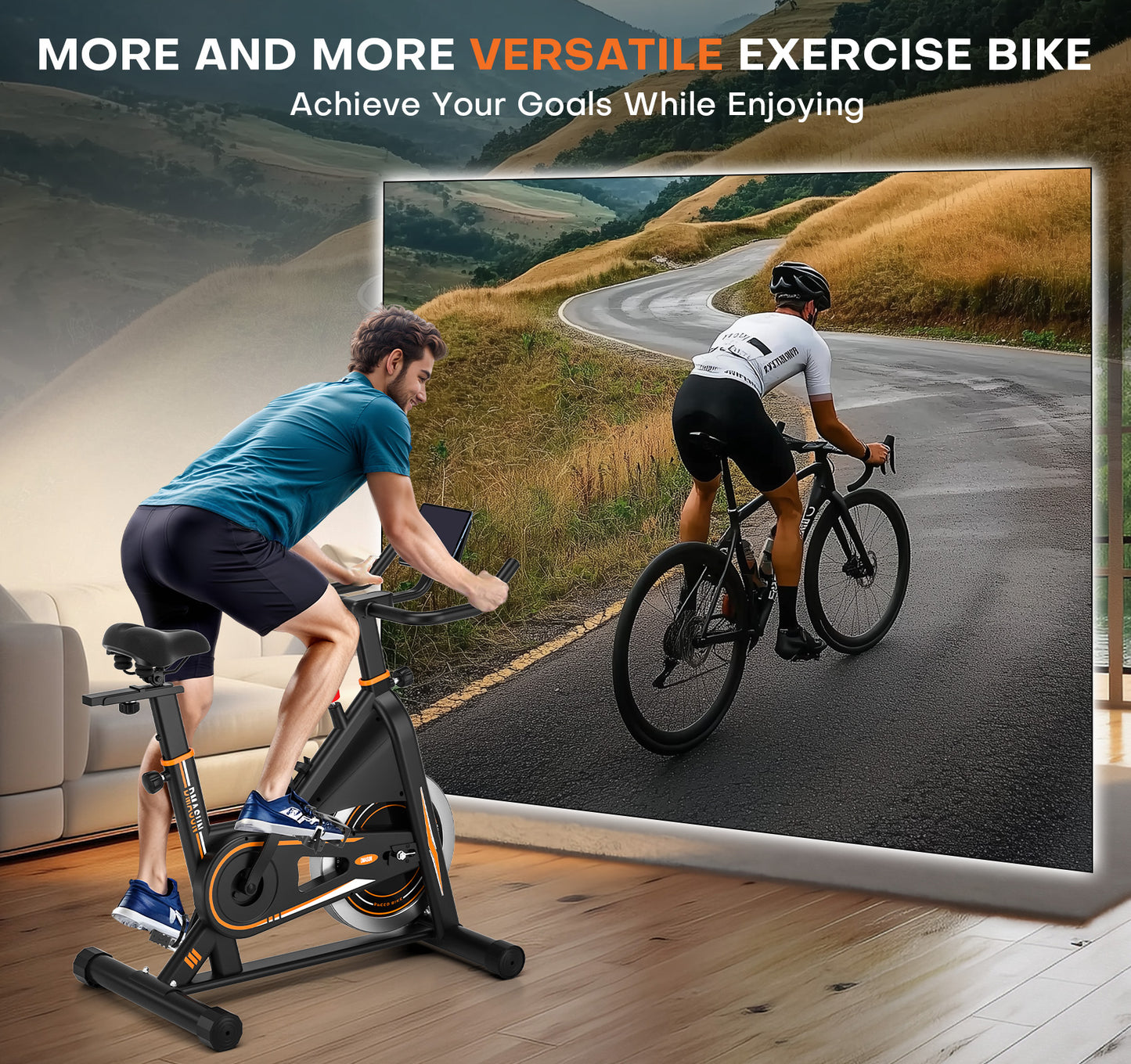 Exercise Bike, DMASUN Silent Magnetic Resistance 350 LB Capacity Stationary Bike for Home, App Compatible, Workout Bike with Solid Flywheel and Tablet Holder